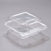 Dart PET20UT1 StayLock 5 1/4 inch x 5 5/8 inch x 2 3/4 inch Clear Hinged PET Plastic 5 inch Square Container - 500/Case