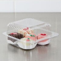 Dart PET20UT1 StayLock® 5 1/4 inch x 5 5/8 inch x 2 3/4 inch Clear Hinged PET Plastic 5 inch Square Container - 500/Case