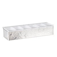 American Metalcraft HMCD6 6-Compartment Hammered Stainless Steel Condiment Bar