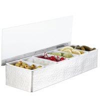 American Metalcraft HMCD6 6-Compartment Hammered Stainless Steel Condiment Bar