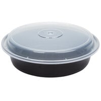Pactiv Newspring NC737B 35 oz. Black 8 inch VERSAtainer Round Microwavable Container with Lid - 150/Case