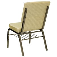 Flash Furniture XU-CH-60096-BGE-BAS-GG Beige 18 1/2 inch Wide Church Chair with Communion Cup Book Rack - Gold Vein Frame