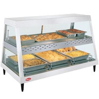 Hatco GRHDH-3PD White Granite Stainless Steel Glo-Ray 46 3/8 inch Full Service Dual Shelf Merchandiser with Humidity Chamber