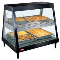Hatco GRHDH-2PD Black Stainless Steel Glo-Ray 33 3/8 inch Full Service Dual Shelf Merchandiser with Humidity Chamber