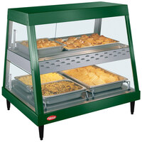 Hatco GRHDH-2PD Hunter Green Stainless Steel Glo-Ray 33 3/8 inch Full Service Dual Shelf Merchandiser with Humidity Chamber