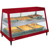 Hatco GRHDH-3PD Warm Red Stainless Steel Glo-Ray 46 3/8 inch Full Service Dual Shelf Merchandiser with Humidity Chamber