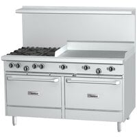 Garland G48-4G24LL Natural Gas 4 Burner 48 inch Range with 24 inch Griddle and 2 Space Saver Ovens - 232,000 BTU