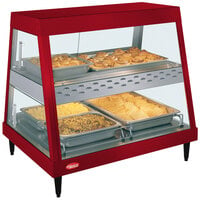 Hatco GRHDH-2PD Warm Red Stainless Steel Glo-Ray 33 3/8 inch Full Service Dual Shelf Merchandiser with Humidity Chamber