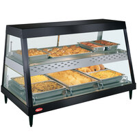 Hatco GRHDH-3PD Black Stainless Steel Glo-Ray 46 3/8 inch Full Service Dual Shelf Merchandiser with Humidity Chamber