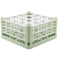 Vollrath 52721 Signature Full-Size Light Green 16-Compartment 8 1/2 inch XX-Tall Glass Rack