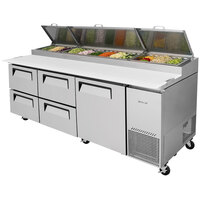Turbo Air TPR-93SD-D4-N 93 inch Pizza Prep Table with1 Door and 4 Drawers