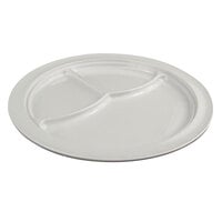 Thunder Group NS703W Nustone White 10 1/4 inch 3 Compartment Melamine Plate - 12/Pack
