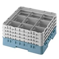 Cambro 9S318414 Teal Camrack Customizable 9 Compartment 3 5/8 inch Glass Rack