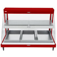Hatco GRCDH-3PD Red 46 inch Glo-Ray Full Service Double Shelf Merchandiser with Humidity Controls - 1960W