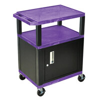 Luxor WT34PC2E-B Purple Tuffy Two Shelf A/V Cart with Locking Cabinet - 24 inch x 18 inch x 34 inch