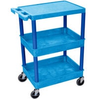 Luxor BUSTC211BU Blue Three Shelf Utility Cart