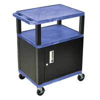 Luxor WT34BUC2E-B Blue Tuffy Two Shelf A/V Cart with Locking Cabinet - 24 inch x 18 inch x 34 inch