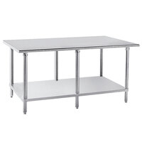 Advance Tabco AG-3011 30" x 132" 16 Gauge Stainless Steel Work Table with Galvanized Undershelf