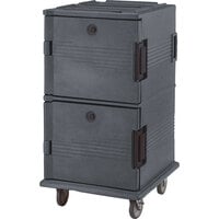 Cambro UPC1600HD191 Ultra Camcarts® Granite Gray Insulated Food Pan Carrier with Heavy-Duty Casters - Holds 24 Pans