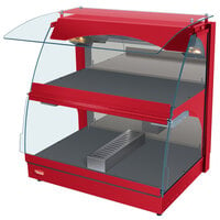 Hatco GRCMW-1DH Red Glo-Ray 26 inch Self Service Double Shelf Curved Merchandising Warmer - 1660W