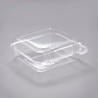 Dart PET51UT1 StayLock 8 1/4 inch x 7 3/4 inch x 3 inch Clear Hinged PET Plastic Medium Container - 250/Case