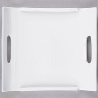 10 Strawberry Street WTR-10-9RECHNDL Whittier 10" x 9" White Rectangular Porcelain Platter with Handles - 18/Case