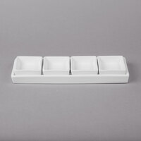 10 Strawberry Street LEX-4PKTCDMNT Whittier 11 1/8" White Rectangular Porcelain Tray with 4 Dishes - 12/Case