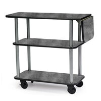 Geneva 36102-07 Rectangular 3 Shelf Laminate Tableside Service Cart with 10" Drop Leaf and Pewter Brush Finish - 16" x 48" x 35 1/4