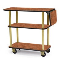Geneva 36102-02 Rectangular 3 Shelf Laminate Tableside Service Cart with 10 inch Drop Leaf and Victorian Cherry Finish - 16 inch x 48 inch x 35 1/4