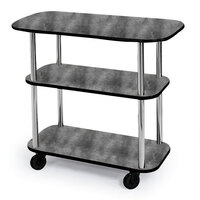 Geneva 36100-07 Rectangular 3 Shelf Laminate Tableside Service Cart with Pewter Brush Finish - 16" x 42 3/8" x 35 1/4"