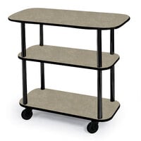 Geneva 36100-09 Rectangular 3 Shelf Laminate Tableside Service Cart with Beige Suede Finish - 16" x 42 3/8" x 35 1/4"