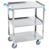 Lakeside 411 Medium Duty Stainless Steel 3 Shelf Utility Cart - 16 3/4 inch x 27 5/8 inch x 32 inch