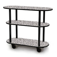 Geneva 36200-01 Oval 3 Shelf Laminate Table Side Service Cart with Gray Sand Finish - 16 inch x 42 3/8 inch x 35 1/4 inch
