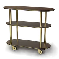 Geneva 36200-11 Oval 3 Shelf Laminate Table Side Service Cart with Mahogany Finish - 16 inch x 42 3/8 inch x 35 1/4 inch