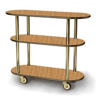 Geneva 36200-10 Oval 3 Shelf Laminate Table Side Service Cart with Amber Maple Finish - 16 inch x 42 3/8 inch x 35 1/4 inch