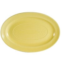 CAC TG-14-SFL Tango 13 5/8 inch x 9 3/8 inch Sunflower Oval Platter - 12/Case