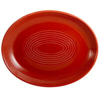 CAC TG-14C-R Tango 12 3/4 inch x 10 1/4 inch Red Coupe Oval Platter - 12/Case