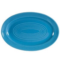 CAC TG-51-PCK Tango 15 3/4 inch x 11 inch Peacock Oval Platter - 12/Case