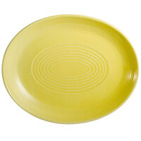 CAC TG-13C-SFL Tango 11 1/2 inch x 9 1/4 inch Sunflower Coupe Oval Platter - 12/Case