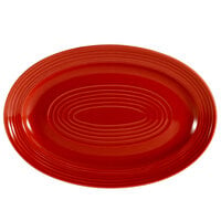 CAC TG-13-R Tango 11 3/4 inch x 8 inch Red Oval Platter - 12/Case