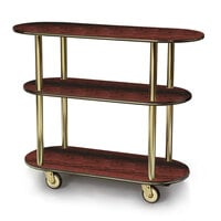Geneva 36200-04 Oval 3 Shelf Laminate Table Side Service Cart with Red Maple Finish - 16 inch x 42 3/8 inch x 35 1/4 inch