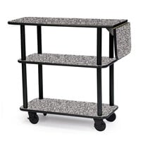 Geneva 36102-01 Rectangular 3 Shelf Laminate Tableside Service Cart with 10 inch Drop Leaf and Gray Sand Finish - 16 inch x 48 inch x 35 1/4