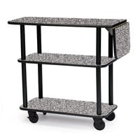 Geneva 36102-01 Rectangular 3 Shelf Laminate Tableside Service Cart with 10" Drop Leaf and Gray Sand Finish - 16" x 48" x 35 1/4