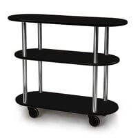 Geneva 36200-05 Oval 3 Shelf Laminate Table Side Service Cart with Black Finish - 16 inch x 42 3/8 inch x 35 1/4 inch