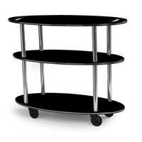 Geneva 36304-05 Oval 3 Shelf Laminate Table Side Service Cart with Handle Cutouts and Black Finish - 23 inch x 44 inch x 35 1/4