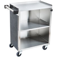Lakeside 610B 3 Shelf Standard Duty Stainless Steel Utility Cart with Enclosed Base and Black Finish - 16 1/2 inch x 27 3/4 inch x 32 3/4 inch