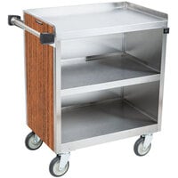 Lakeside 822VC 3 Shelf Heavy Duty Stainless Steel Utility Cart with Enclosed Base and Victorian Cherry Finish - 19 1/2" x 31 1/4" x 34 1/2"