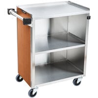 Lakeside 610VC 3 Shelf Standard Duty Stainless Steel Utility Cart with Enclosed Base and Victorian Cherry Finish - 16 1/2 inch x 27 3/4 inch x 32 3/4 inch