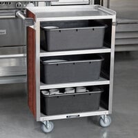 Lakeside 815RM 4 Shelf Medium Duty Stainless Steel Utility Cart with Enclosed Base and Red Maple Finish - 16 7/8 inch x 28 1/4 inch x 37 1/2 inch
