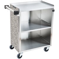 Lakeside 610GS 3 Shelf Standard Duty Stainless Steel Utility Cart with Enclosed Base and Gray Sand Finish - 16 1/2 inch x 27 3/4 inch x 32 3/4 inch